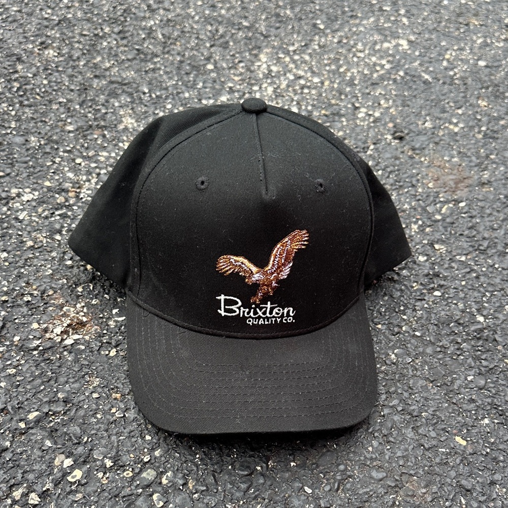 Brixton Black Baseball Cap with Brown Eagle Embroidery